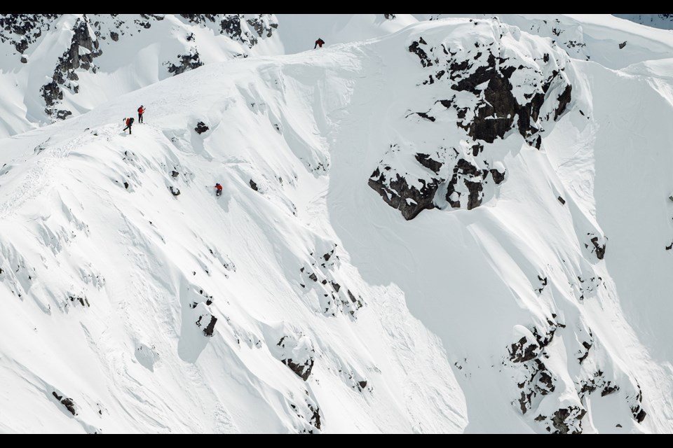 SIT DOWN Paralympian Alex Cairns, accompanied by Kristina Cairns and Jim Martinello, was spotted dropping into Blackcomb’s Body Bag Bowl in a sit-ski after the group bootpacked up East Col on April 4.