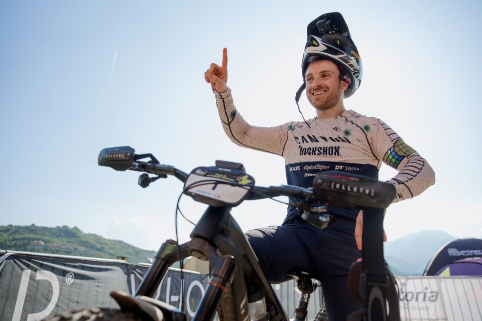 WINNING ATTITUDE Whistler mountain biker (and reigning Enduro World Series champ) Jesse Melamed tackled more than 2,000 metres of climbing and 3,100 metres of descent on the trails of Italy’s Pietra Ligure to claim victory at the UCI Mountain Bike Enduro World Cup in Finale Outdoor Region on June 3.