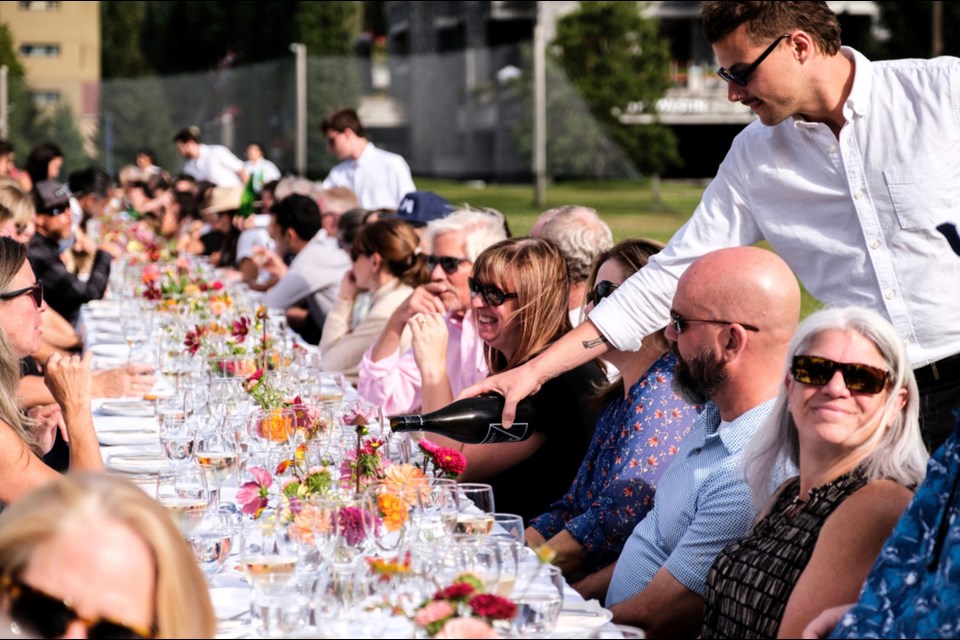 BLUE SKIES Whistler fine-dining spot Wild Blue celebrated its one-year anniversary with its inaugural Alpine Long Table Dinner, an al fresco dining experience hosted at the nearby Whistler Golf Club driving range under clear skies on Sunday afternoon, Sept. 10. 