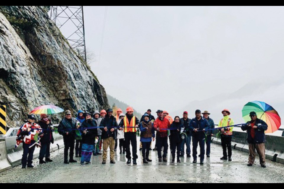 ROAD OPEN Community members and stakeholders gathered on Friday, Nov. 5 for a reopening ceremony marking the improvements made over the years to the In-SHUCK-ch Forest Service Road near Mount Currie.