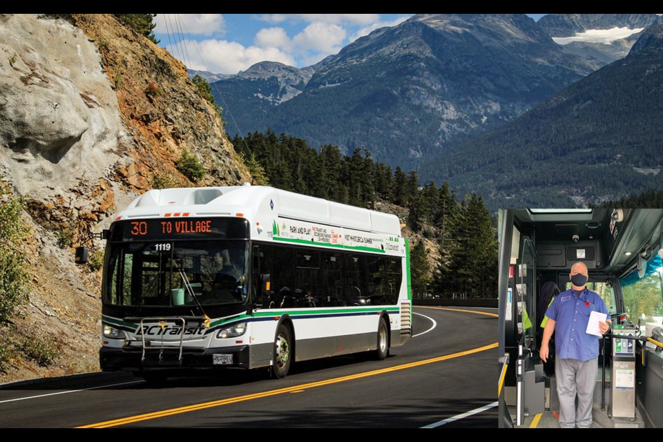 GRATEFUL FOR GARY Gary Martin, the longest tenured bus driver in Whistler, will be celebrating 29 years behind the wheel with Whistler Transit next month. He’s left a lasting impression on many customers over the years, including Trevor Bodnar. This 18-year old transit fan has an Instagram account dedicated to his stellar photographs of buses. In late August, Trevor managed to snap this shot of Gary Martin’s route 30 bus rounding the corner by the Green Lake lookout. Wanting to share the photo with his favourite driver, Bodnar had the image blown up and framed, before presenting the photo along with a thank you card to Martin. 