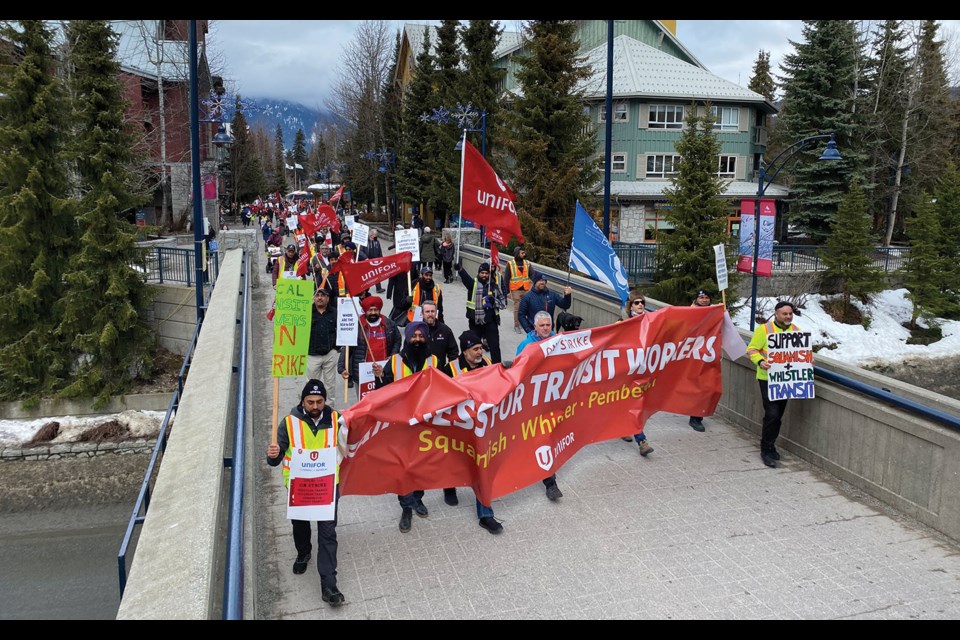 PICKET LINE Striking Sea to Sky transit operators made their voices heard in Whistler village on Friday, Feb. 18. 