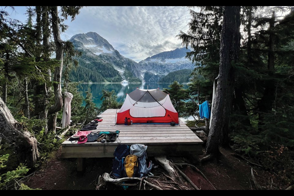 TANTALUS TENT Heading to an alpine lake in the Sea to Sky’s Tantalus range is one way to beat hot August temperatures.