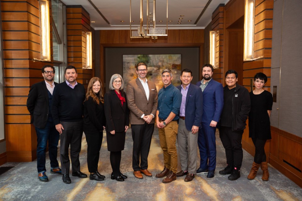 CHAMBER CHUMS The Whistler Chamber of Commerce recently elected a new board of directors for 2024. From left: John Holton, Nita Lake Lodge; Gregg Martin, Blue Shore Financial; Shona Pare, Caramba Restaurant and Quattro; Wendy Hargreaves, Fairmont Chateau Whistler; Chris Vick, Hilton Resort & Spa; Mike Hashimoto, B-Mak Construction; David Lowe, Community Futures Howe Sound; Kerren Bottay, Listel Hotel Whistler; Moody Dan, SLCC; and Jackie Dickinson, WCSS. 