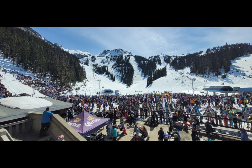 SLIPPERY BUSINESS Whistlerites came out in force for the wet and wild Slush Cup on Sunday, April 14, which welcomes skiers and riders dressed in ridiculous costumes to charge through spring snow before skimming across a slushy ice pond.