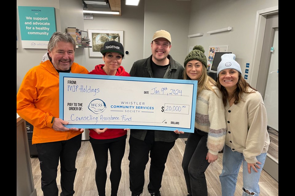 BETTER TOGETHER The Whistler Community Services Society was the grateful recipient of a $20,000 donation from Whistler locals Jon Dietrich and Carol Leacy recently. 