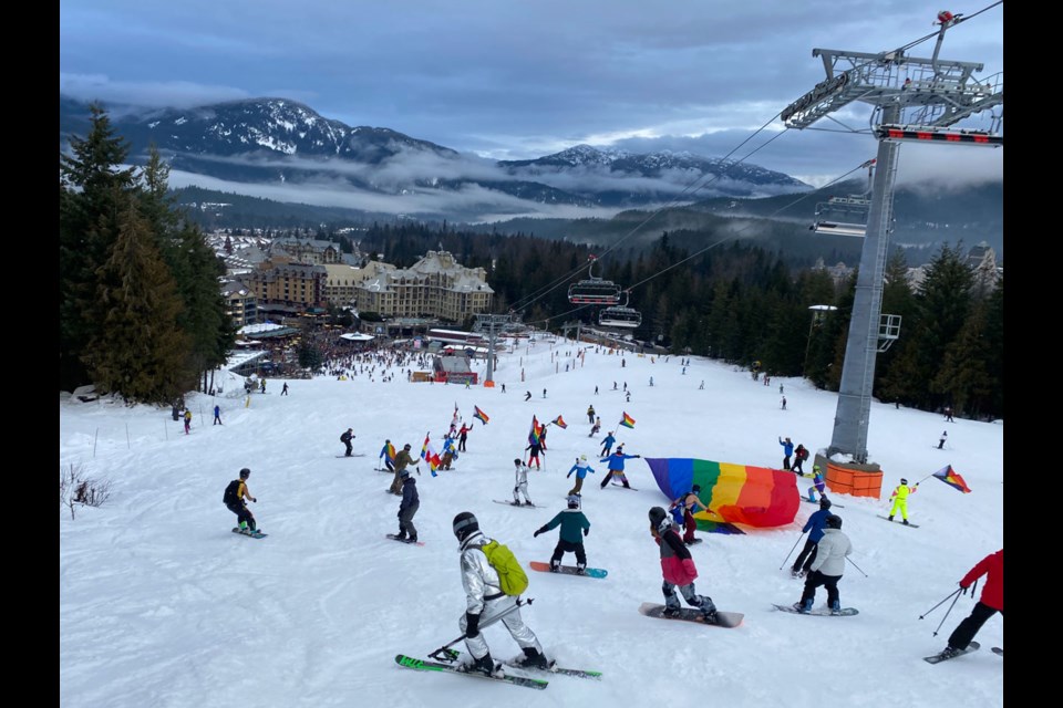 OUT AND ABOUT The Whistler Pride and Ski Festival held its annual ski-out/pride parade on the slopes of Whistler Mountain and through Whistler Village on Friday, Jan. 26. The fest wrapped with the fan-favourite Snowball on Jan. 27. 