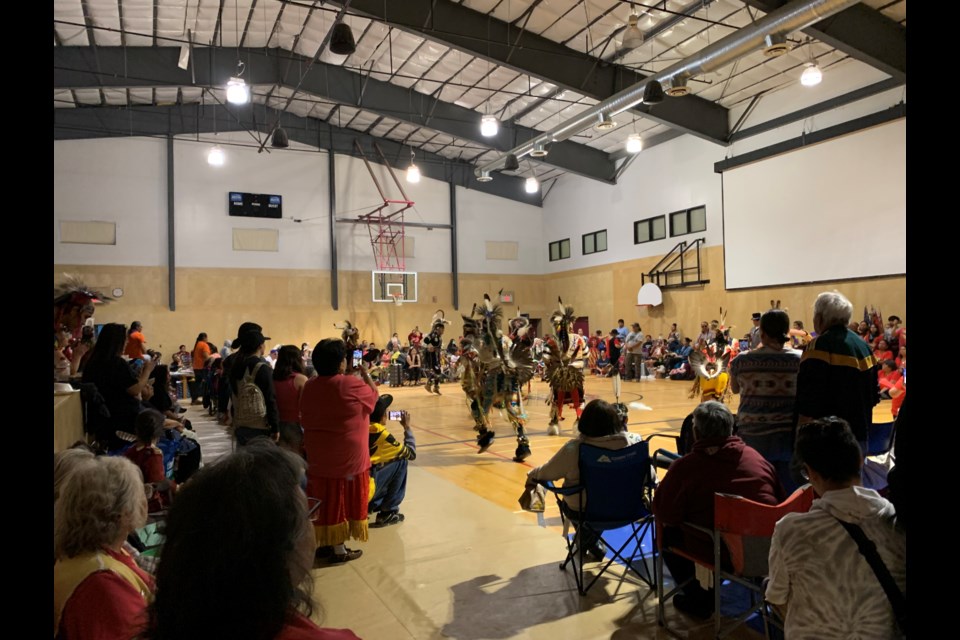 Dancers perform during a Lil’wat Nation powwow held in Mount Currie over the weekend. 