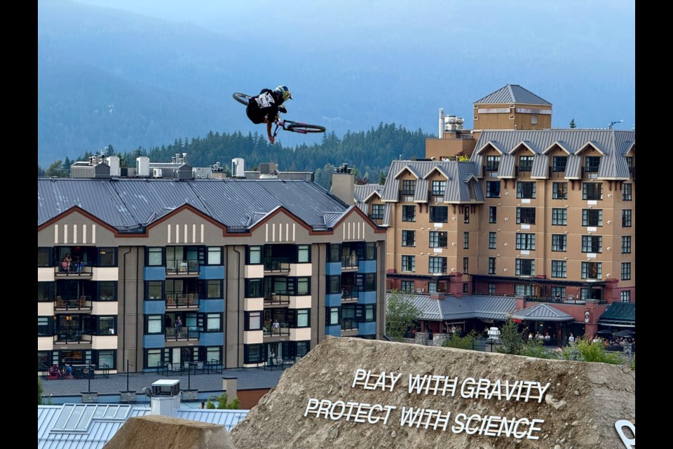 Alessio Tonoli takes flight at the 2025 Crankworx Whistler Whip-Off.