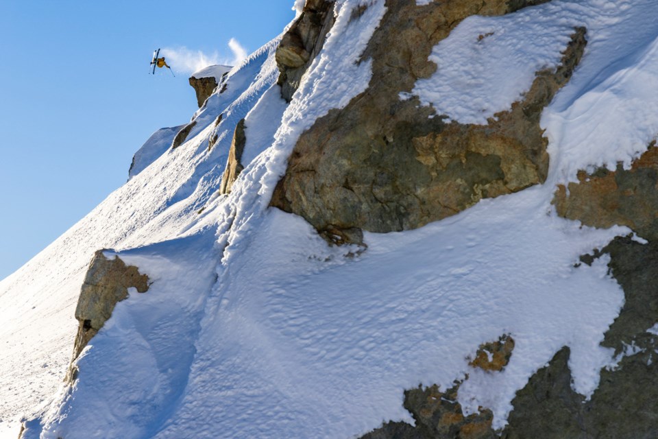 2018 Olympic bronze medallist Alex Beaulieu-Marchand goes airborne in the Whistler backcountry. 