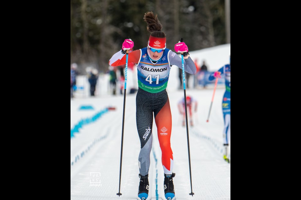 Seventeen-year-old Alison Mackie of Edmonton, Alta. placed 13th at the Nordic World Juniors on Jan. 30, 2023. 