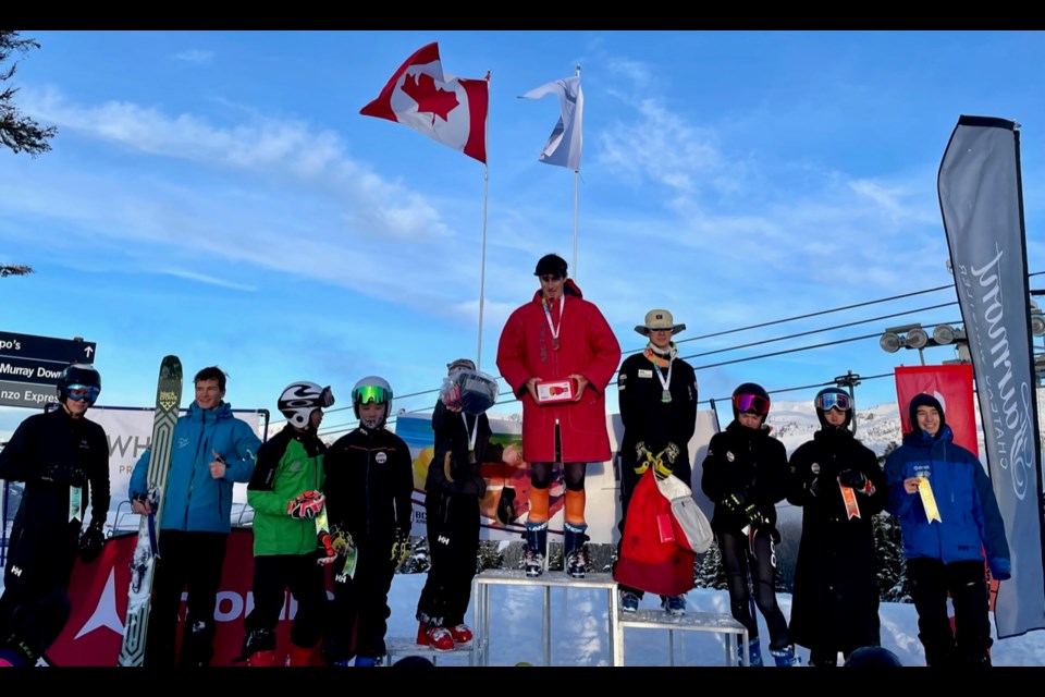 The men's GS podium at the BC Coastal Zone race on Jan. 14, hosted by the Whistler Mountain Ski Club.