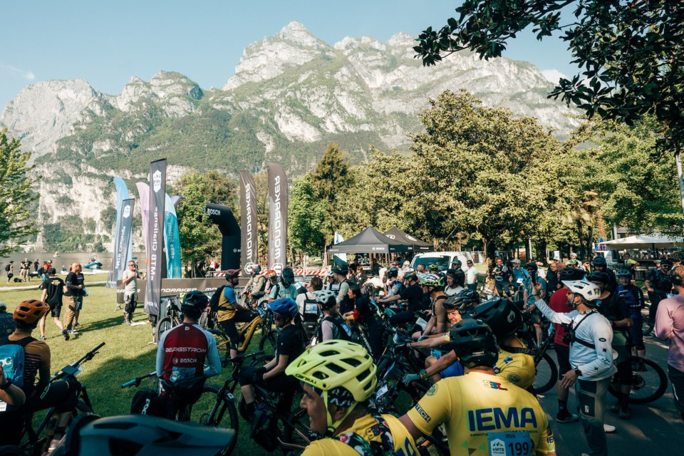 Riders assembled at the Bosch eMTB Challenge's 2025 stop in Riva del Garda, Italy.