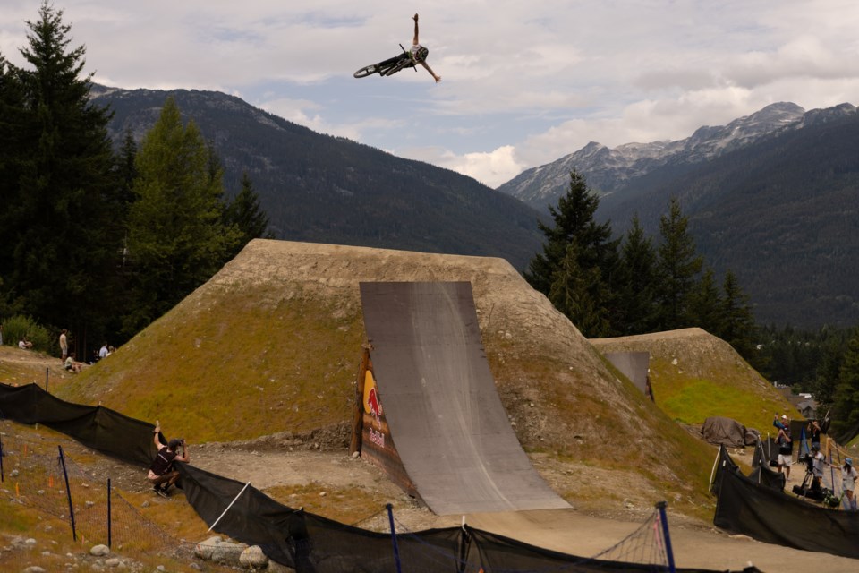 A rider takes flight at the 2023 Red Bull Joyride.