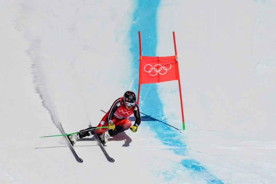 Team Canada alpine skier Jack Crawford competes in the men’s Super-G during the Beijing 2022 Olympic Winter Games on Tuesday, February 08, 2022. 