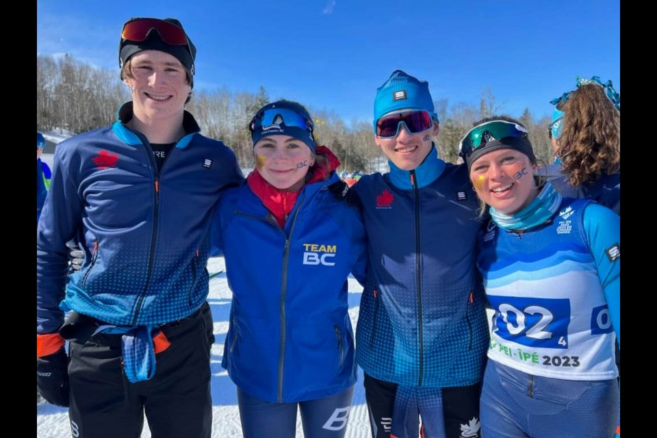 (From left): Eamon Wilson, Marlie Molinaro, Ian Mayer and Alexandra Luxmoore won mixed relay gold for Team BC at the 2023 Canada Winter Games.