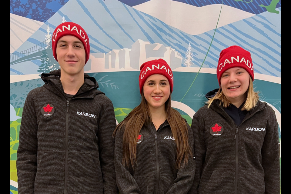 Payton Spence (right), Talia Melun and Noah Melun are ready to race in South Korea and the United States from February to March, 2023. Photo submitted by Silke Jeltsch. 