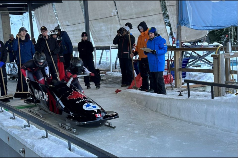Bianca Ribi (right) and Niamh Haughey race in Whistler on Nov. 25, 2024. 