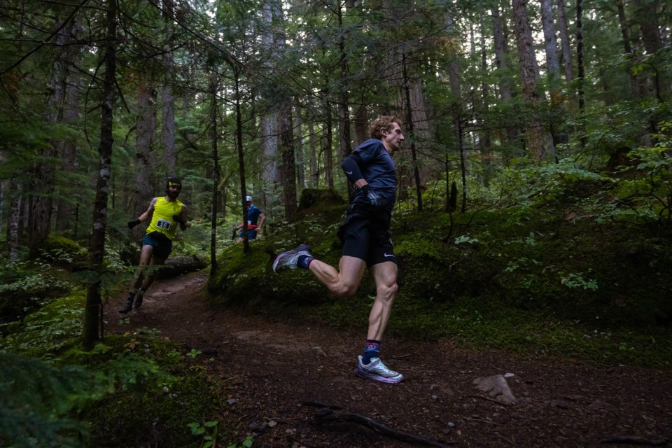 Runners make their way through the woods at the 2023 Rubble Creek Classic.