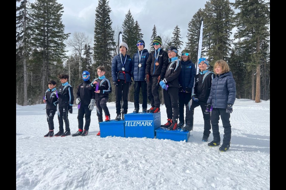 Sea to Sky biathlon Bears Spencer Burkholder (5th from the left), Reed Murray (6th from the left), Max Murray (9th from the left), Tate Mickelson (11th from left).  