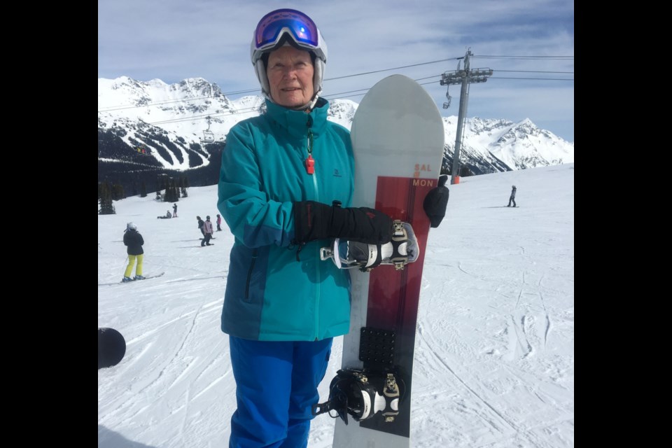 Shannon McJannet is 80 years old and still snowboards. 