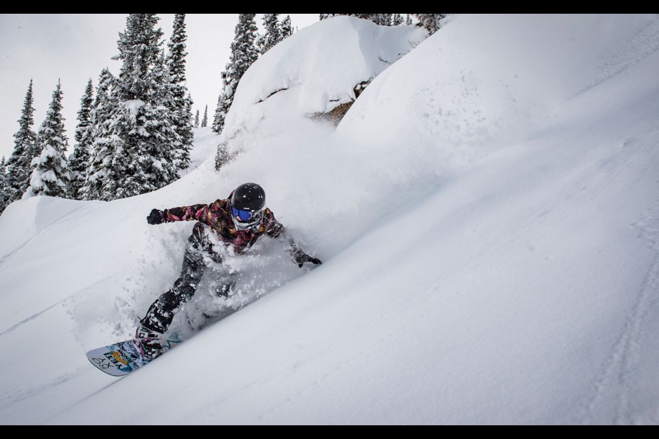 Natural Feeling Robin Van Gyn puts in a run on the Natural Selection test event course in Jackson Hole on Jan. 27, 2020.  