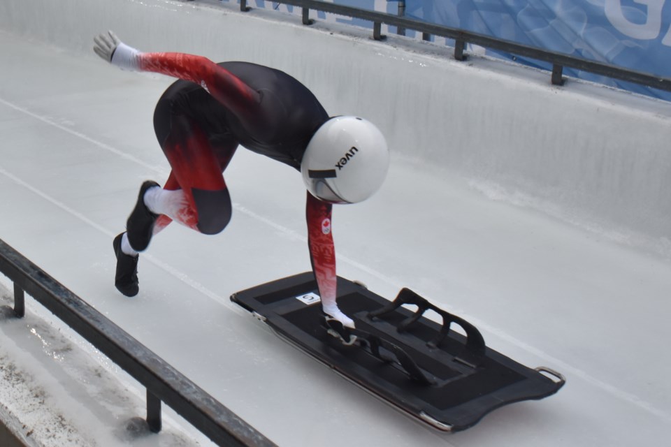 Team Canada skeleton athlete Tirza Lara in action at the Whistler Sliding Centre. 