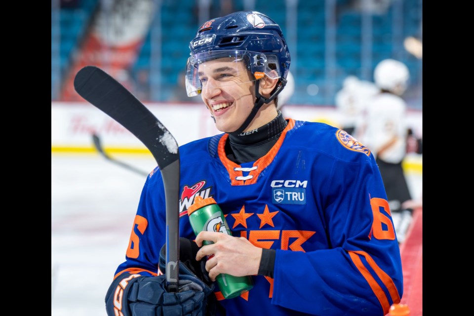 Tommy Lafreniere is all smiles on the ice as a member of the Kamloops Blazers. 