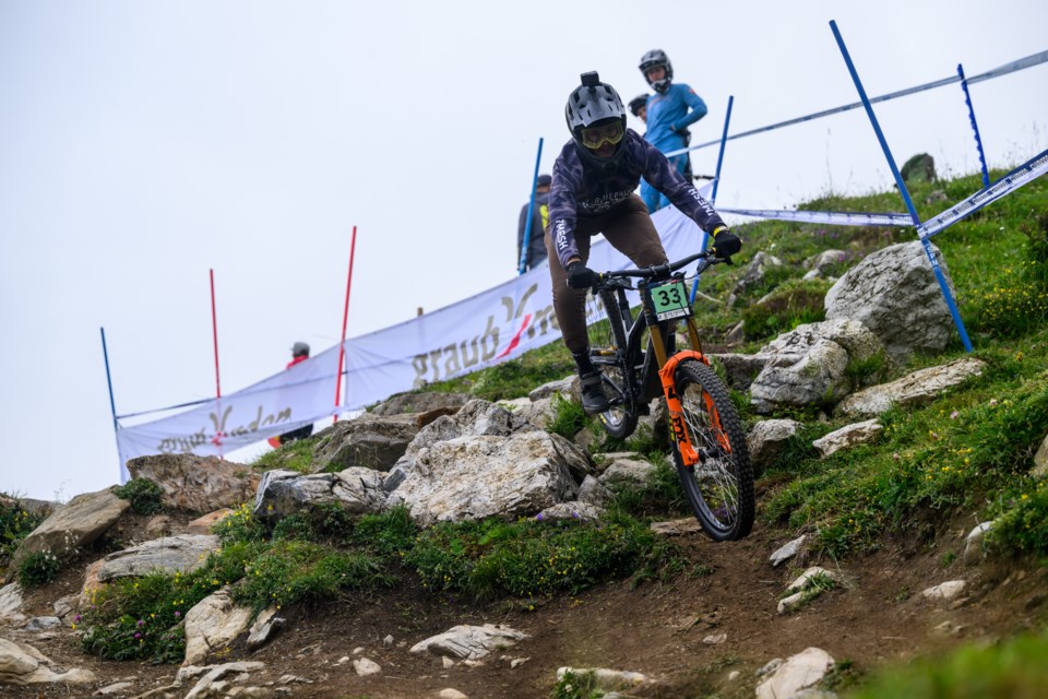 Wei Tien Ho flies down the course at the World Cup stop in Lenzerheide, Switzerland last weekend. 