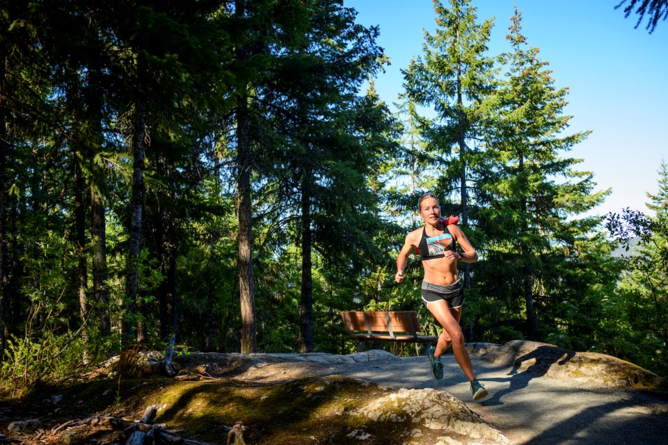 Marilyn Arsenault on course at the 2023 Whistler Half Marathon. Arsenault was the second-highest ranked female in the half-marathon distance.