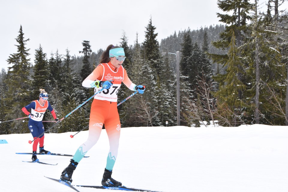 Jessie Diggins on the course at Whistler Olympic Park.