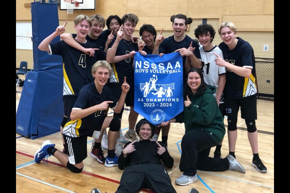 The 2023 Whistler Secondary School senior boys volleyball team won the North Shore AA banner by sweeping Chatelech and Bodwell in North Vancouver.