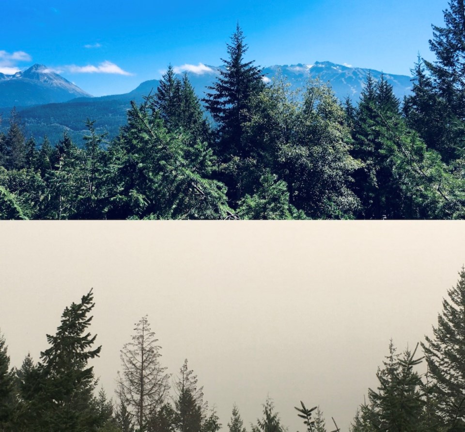 before and after whistler view smoky skies (clare ogilvie)