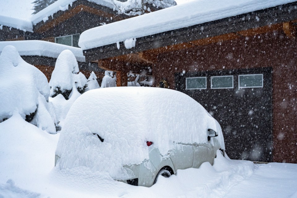 winter snow storm buried car whistler bc