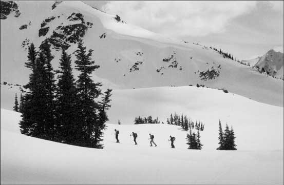 Whistler Secondary students trek across Spearhead Traverse on Blackcomb for a winter camping trip. Photo by Paige Harley