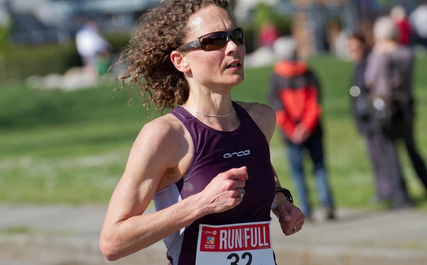 THREE EVEN Margreet Dietz of Squammish shaved more than seven minutes off her 2011 BMO Vancouver Marathon time this year with her finish time of three hours flat. Photo by Kangsoon Park