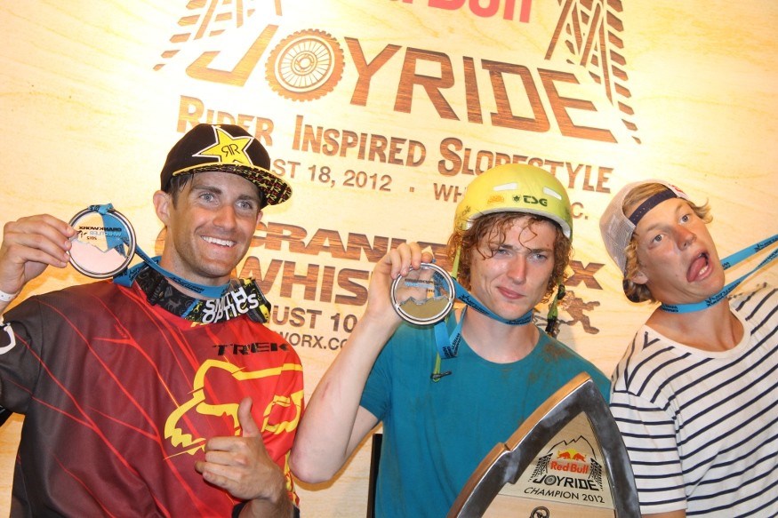 Cam McCaul, Thomas Genon and Martin Soderstrom at the Red Bull Joyride press conference.