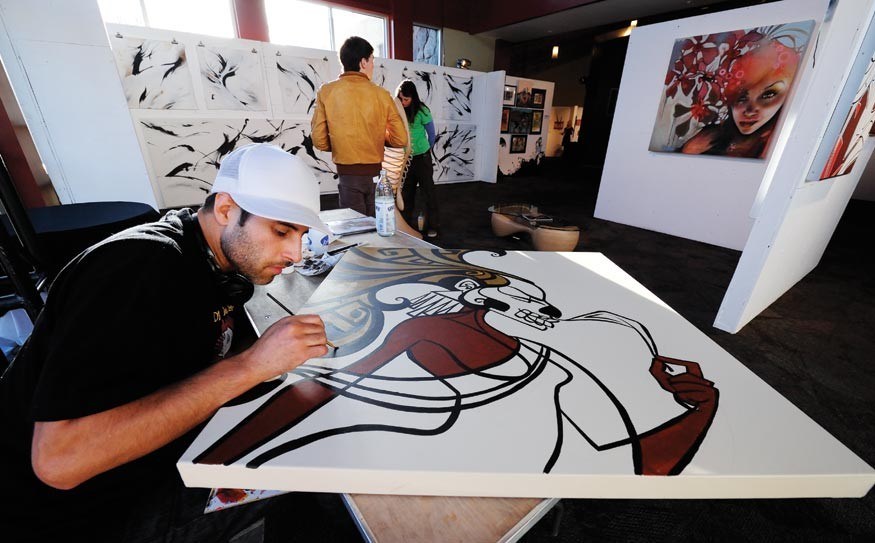Live painting display during the World Ski and Snowboard Festival. Photo: Tourism Whistler, Steve Rogers