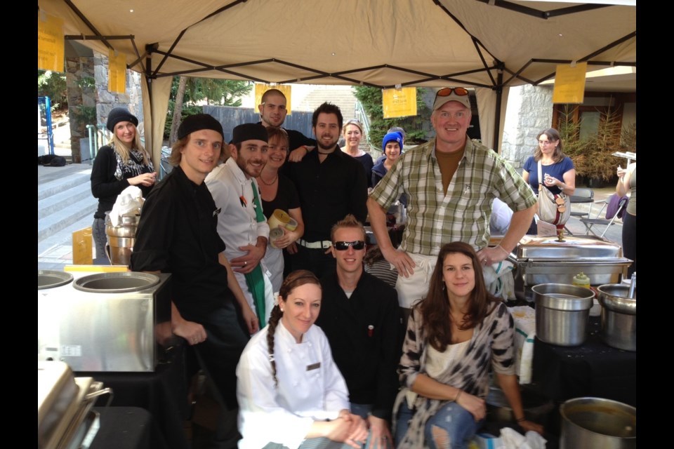 SOUP'S ON: Chefs and Harvest Soup Contest organizer, Peggy Vogler, celebrate at the end of another successful fundraising event for Whistler's Waldorf School. By Clare Ogilvie