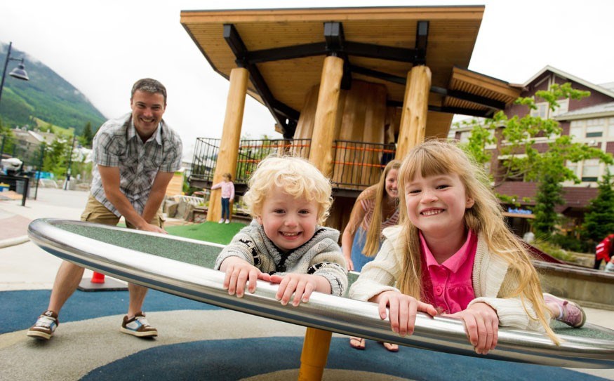 The playground at Whistler Olympic Plaza has become a popular hangout for visitors. Photo by Mike Crane