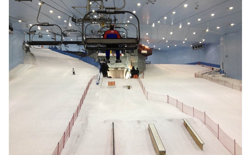 inside line The Ski Dubai snow base is 50cm and the temperature inside is minus eight while outside it is a scorching 40 degrees Celsius. Photo submitted