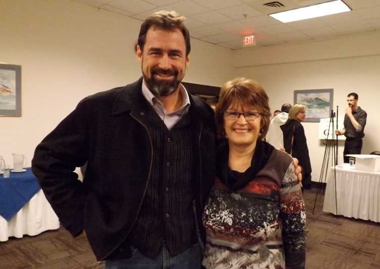 STURDY IS IN The mayor of Pemberton, Jordan Sturdy, has the blessing of BC Liberal Party members in the Sea to Sky corridor heading into the May 14 B.C. election. Sturdy is pictured here in Squamish with current MLA Joan McIntyre. Photo by John French