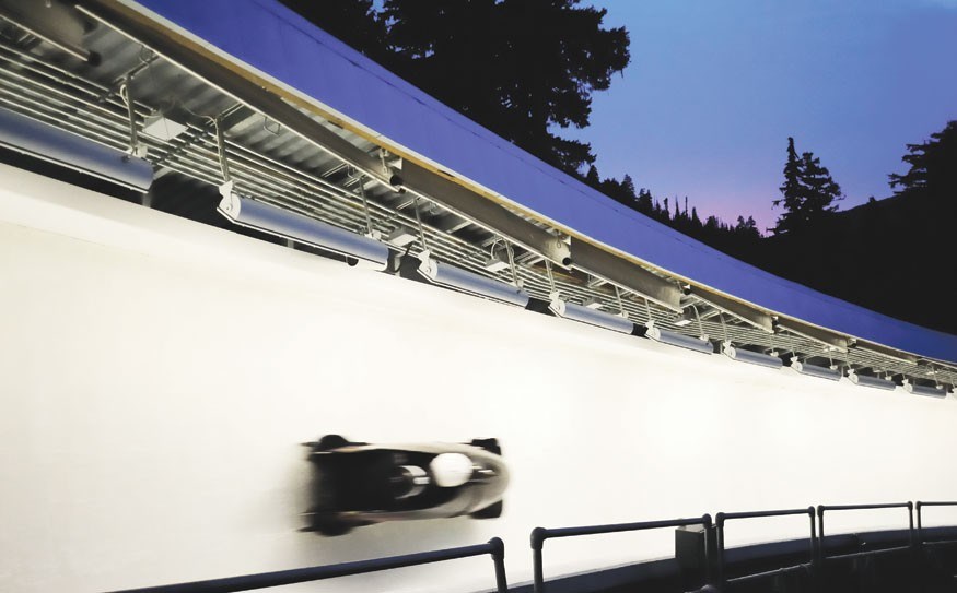 Bobsled/luge run at the whistler sliding centre. Photo: Steve Rogers