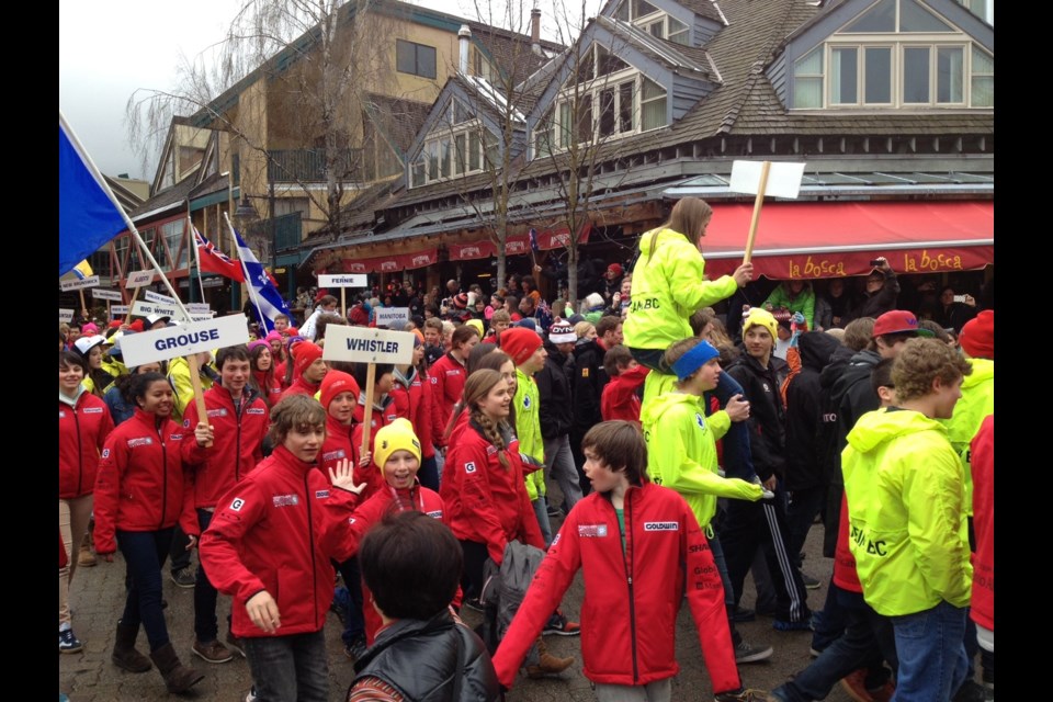 WHISTLER CUP PARADE Over 400 of the highest-level competitors aged 12 to 15 from 19 different nations paraded through the village before stopping in the square to celebrate the 21st Whistler Cup, presented by Rio Tinto Alcan, which has launched the ski careers of many famous World Cup stars. Athletes compete for three days in super-G, slalom and giant slalom ski racing. Photos by Clare Ogilvie