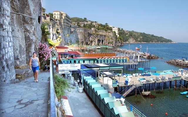 The sea in Sorrento is accessed by this cliff-hugging zig-zag walkway. Photo By Steve MacNaull