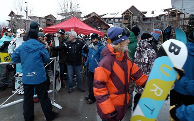 READY, SET, GO Bob DuFour of Whistler Blackcomb helped create order at Creekside just after 8 a.m. on early opening day at Whistler Mountain on Saturday, Nov. 16. Photo by John French