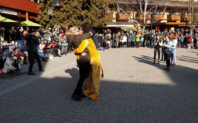 WEDDING WISHES Jared Lekkas carefully planned a flash mob designed to surprise Sofie Obermuller. He asked her to marry him and she accepted his proposal. Photo by John French