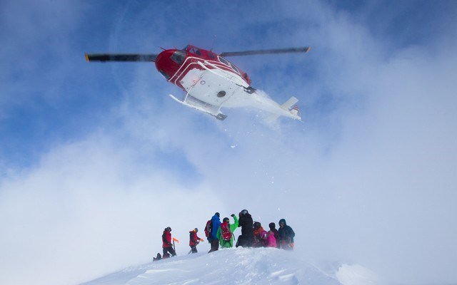 The helicopter lifts off. Photo by Vince Shuley