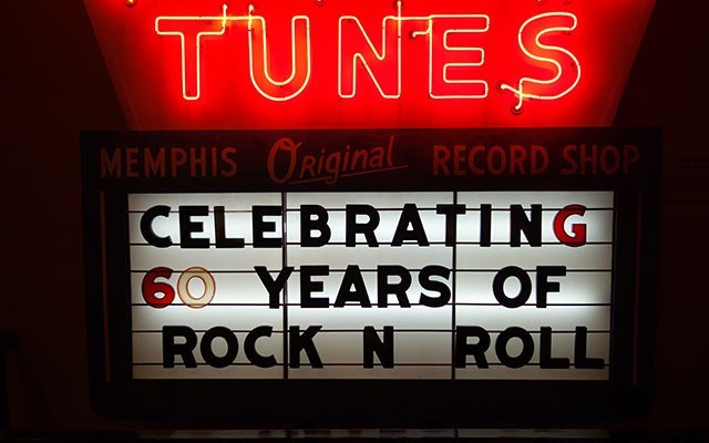60 years of rock' n' roll signage. Photo by Karin Leperi