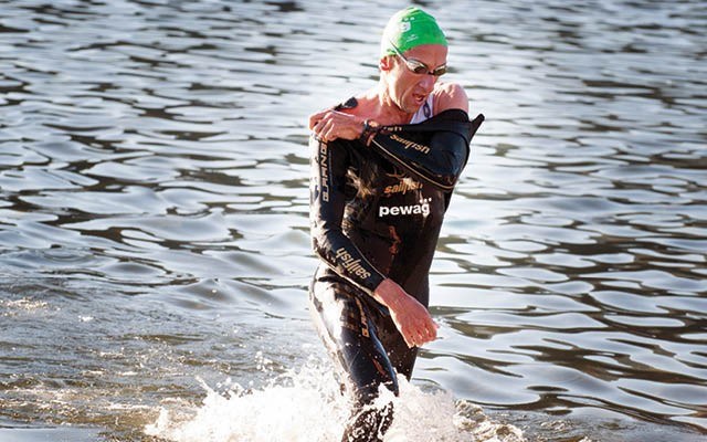 bink beats all Marino Vanhoenacker comes out of Alta Lake with the lead during Subaru Ironman Canada on Sunday, July 27. Photo BY david buzzard / <a href="http://www.davidbuzzard.com/">www.davidbuzzard.com</a>